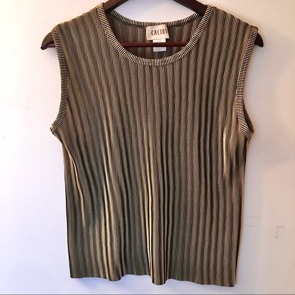 Large Cactus Gold/Olive Sleeveless Tank Top - Picture 5 of 8